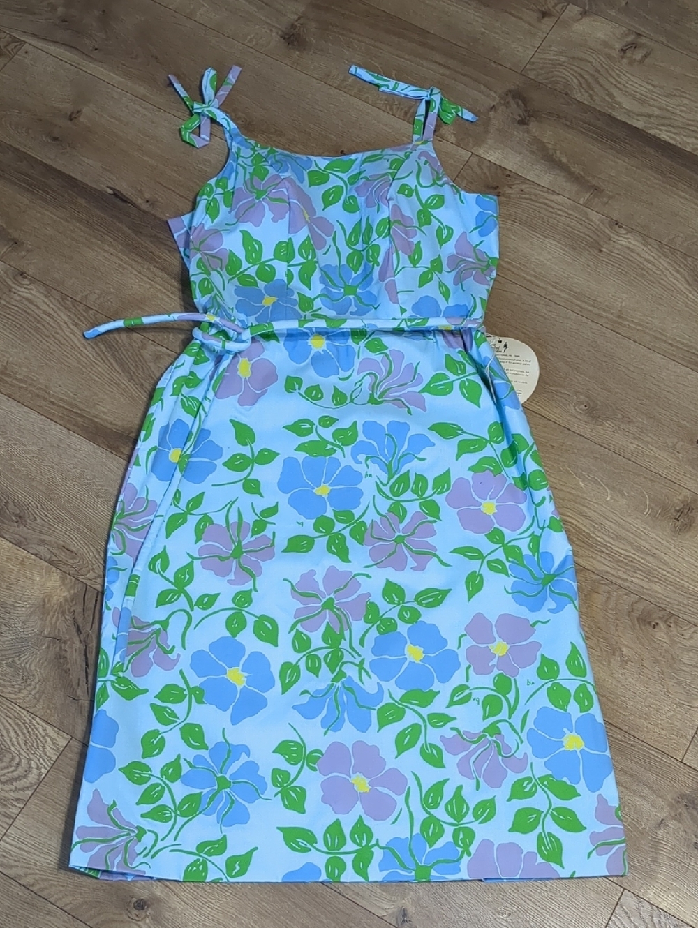 Vintage THE VESTED GENTRESS Floral Hand Screened Poly Cotton Dress Sz 12 NWT - Picture 6 of 15